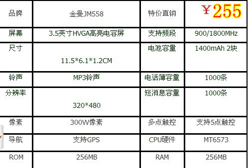 金曼JM588安卓智能手機評測 3.5寸電容屏與GPS導航的入門之選